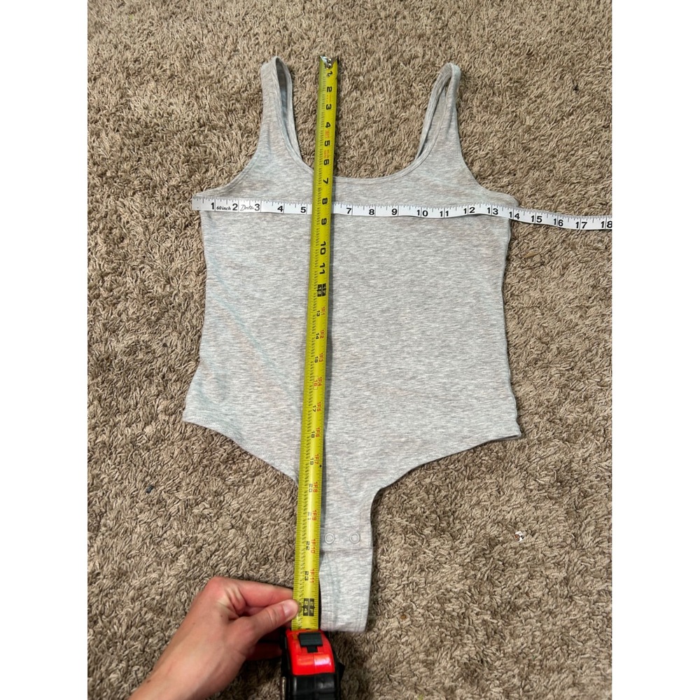 Auden Gray Sleeveless Scoop Neck Bodysuit Small Snap Closure Basic Casual Chic - Picture 6 of 6